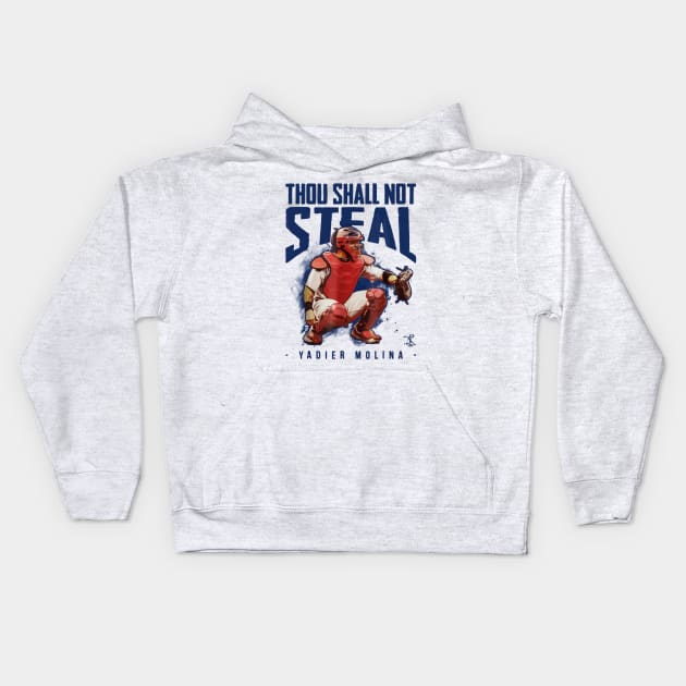 Yadier Molina Thou Shall Not Steal Kids Hoodie by Kocekoceko